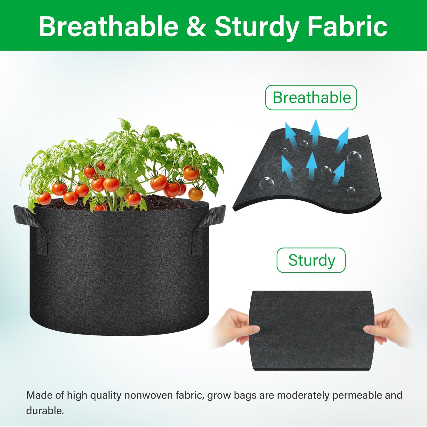 YSSOA Nonwoven Fabric Plant Pots with Handles,