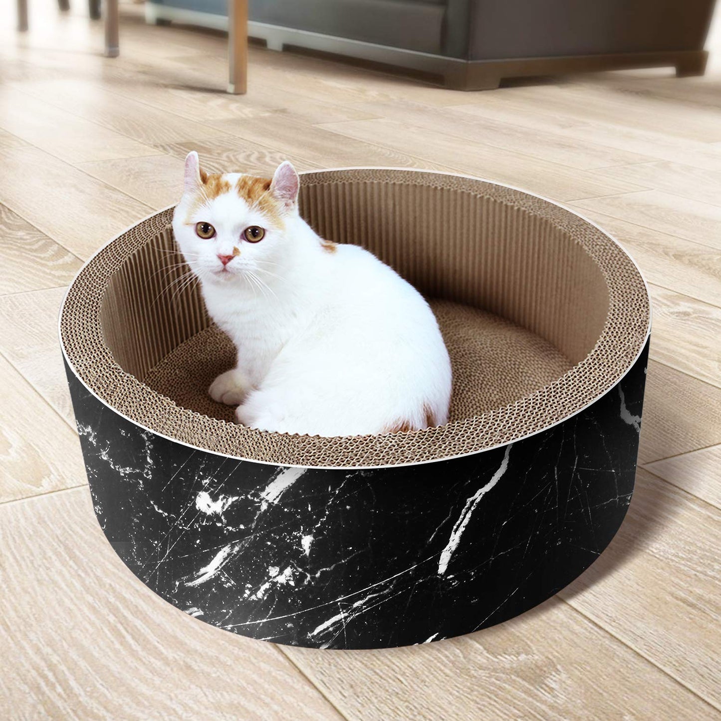 2 in 1 Cat Scratcher Cardboard Lounge Bed, Cat Scratching Pad, Durable Board Pads Prevents Furniture Damage,Large