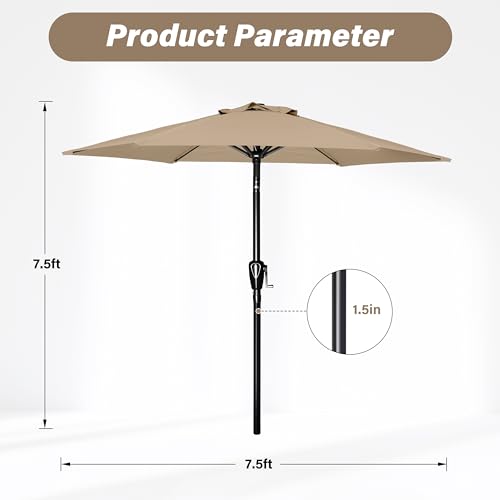 YSSOA Patio Umbrella Outdoor Table Market Yard Umbrella with 6 Sturdy Ribs