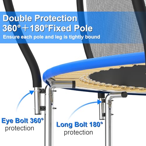 Simple Deluxe Trampoline for Kids with Safety Enclosure Net Wind Stakes 400LBS Weight Capacity 12FT Blue Inside Net