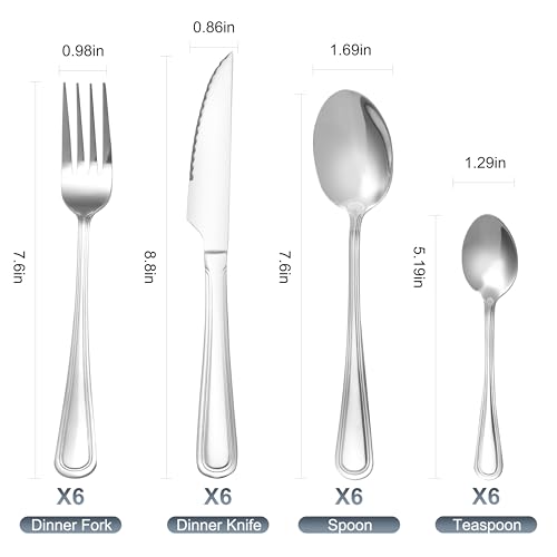 48-Piece Flatware Set, Stainless Steel Flatware Set Service for 6，Tableware Cutlery Set for Home Restaurant Party, Dinner Forks/Spoons/Knives, Square Edge & Mirror Polished, Dishwasher Safe