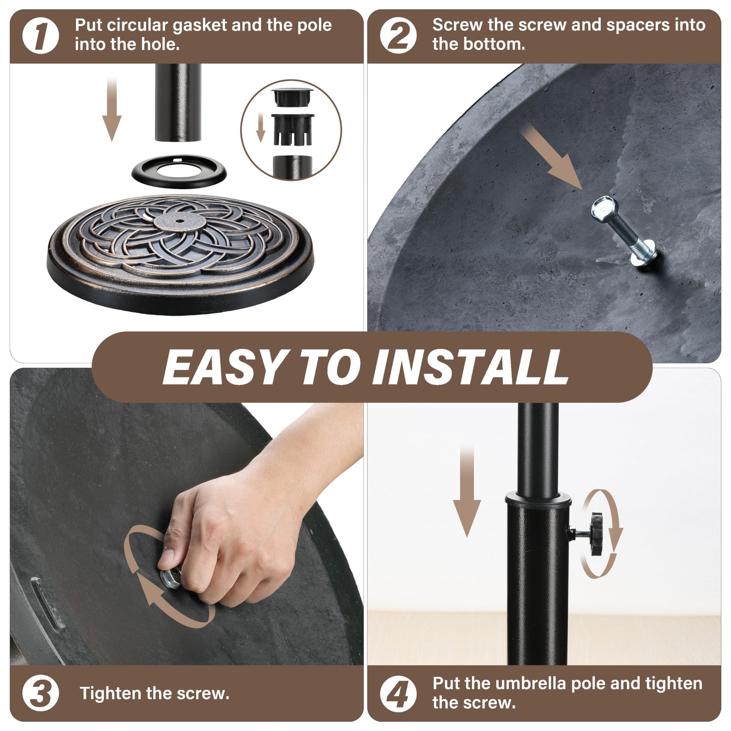 HealSmart 24.2 lbs Heavy Duty Umbrella Base