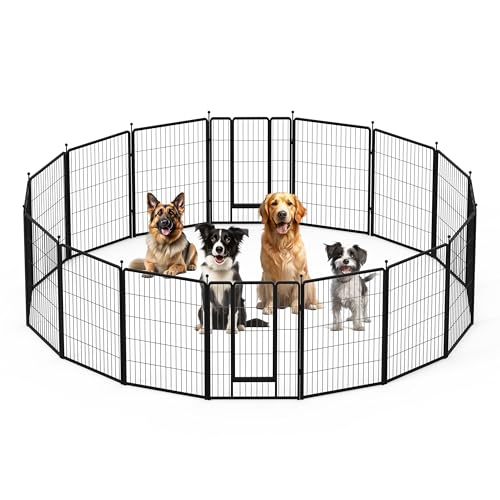 YSSOA Dog Playpen Indoor, Puppy Playpen Indoor Outdoor for Yard, Camping, RV, Heavy Duty Dog Pen for Puppies/Small/Medium Dogs, Black