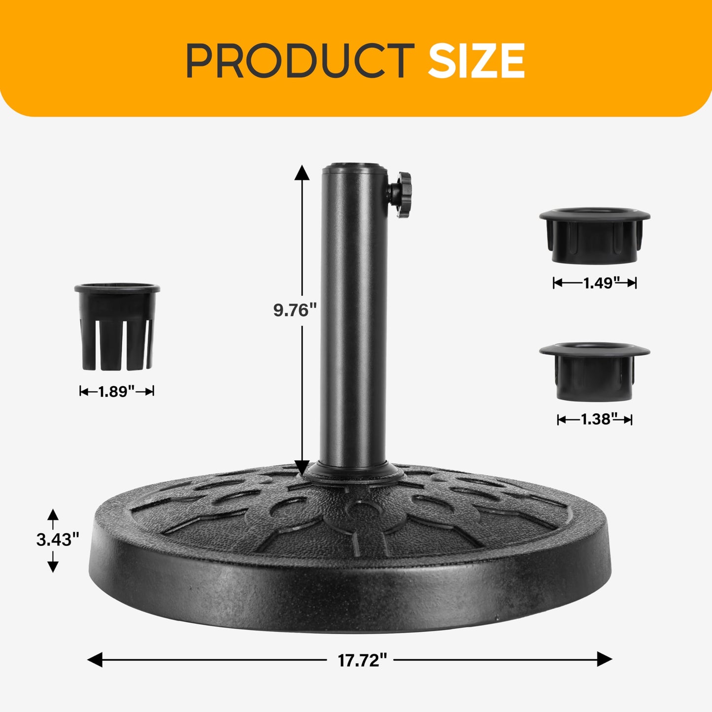 HealSmart Heavy Duty Round Stand Market Umbrella Base Holder for Patio, Outdoor, Deck, Lawn, Garden, Poolside, Bronze