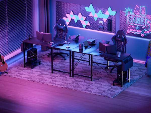 Miibox 50" L Shaped Gaming Desk with Reversible Corner - Home Office Computer Desk with Wood Top, Metal Frame, CPU Stand & Storage Bag for Small Space, Gaming Room