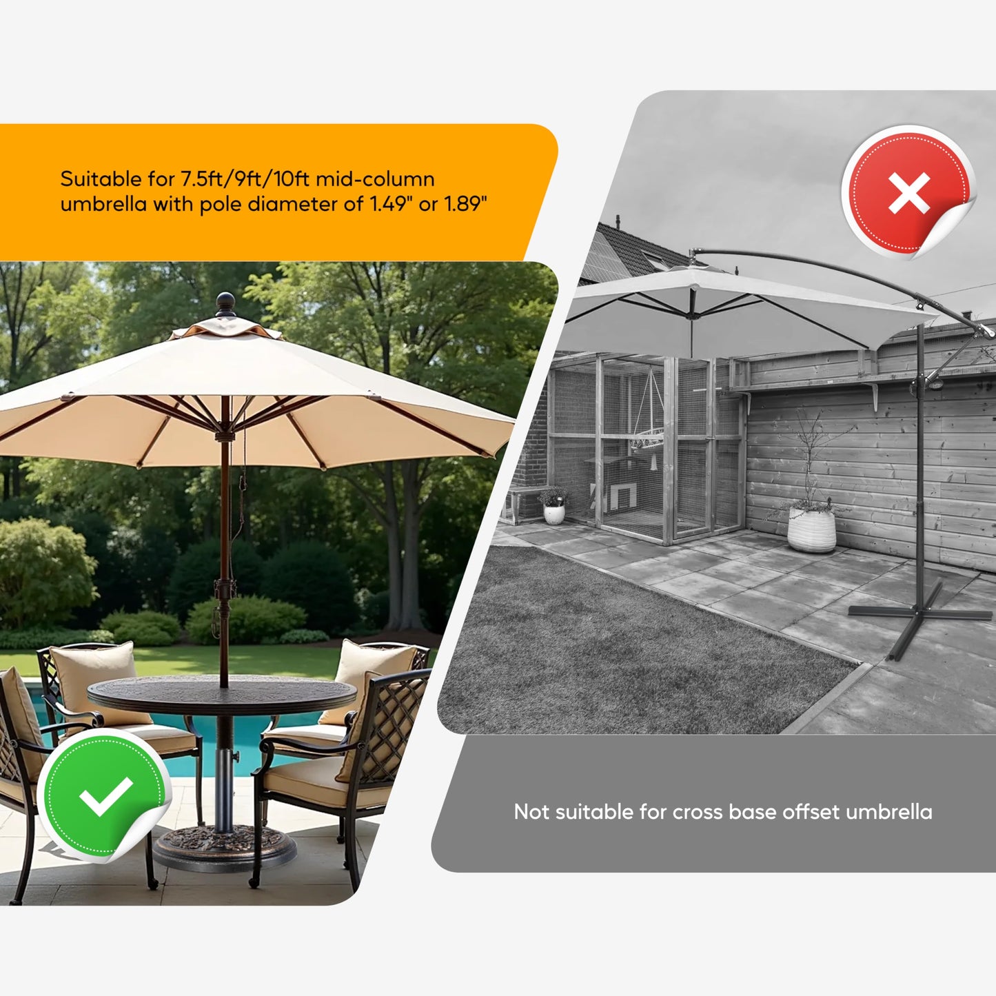 HealSmart Heavy Duty Round Stand Market Umbrella Base Holder for Patio, Outdoor, Deck, Lawn, Garden, Poolside, Bronze