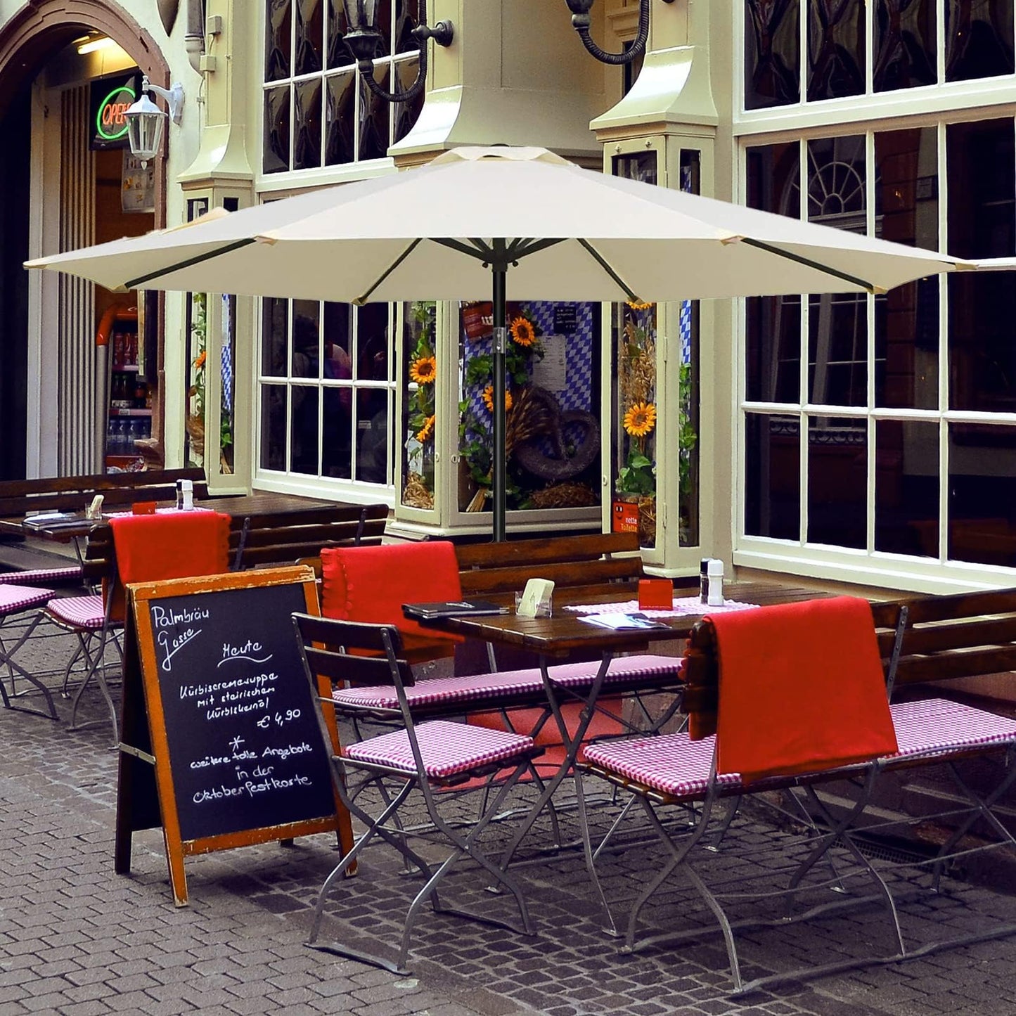YSSOA Fillable Mobile Offset Patio Base Heavy Duty Market Cantilever Umbrella Stand Square