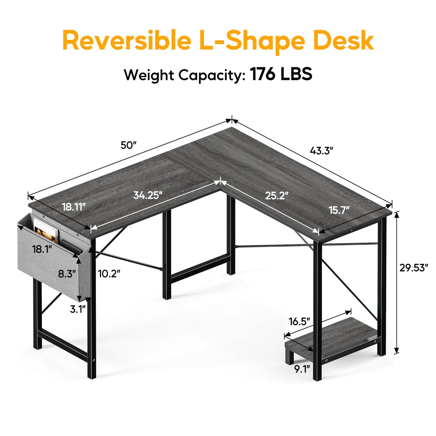 HealSmart L Shape Office Desk