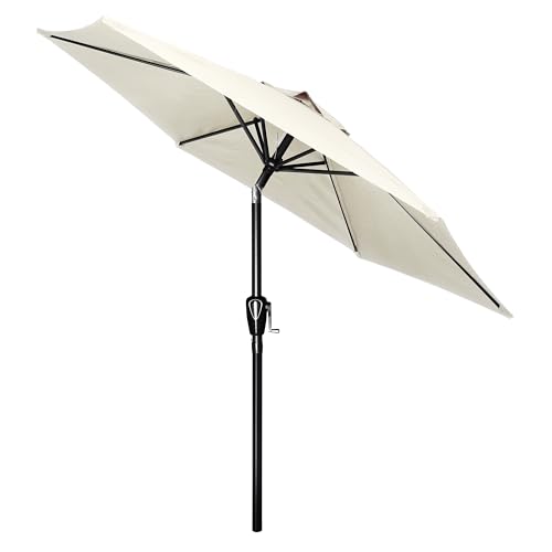 Simple Deluxe 9FT Outdoor Patio Umbrella Table Market Umbrella with Push Button Tilt and Crank, 8 Sturdy Ribs, UV Protection Waterproof for Garden, Lawn, Deck, Backyard, Pool