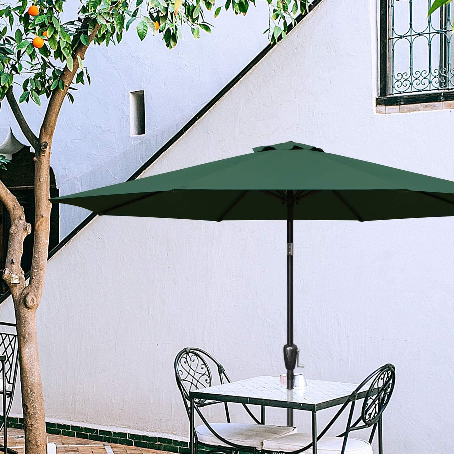 Simple Deluxe Patio Umbrella Outdoor, UV Protection Sunshade with Push Button Tilt/Crank and 8 Sturdy Ribs, for Table Garden Lawn Beach Pool