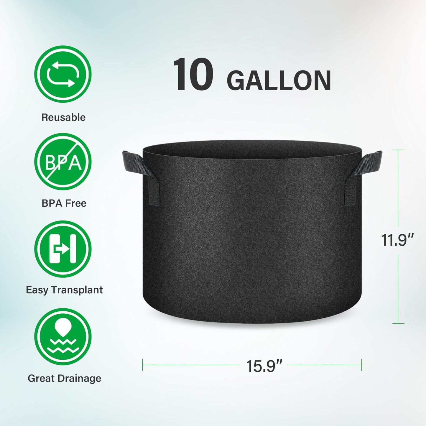 YSSOA Nonwoven Fabric Plant Pots with Handles,