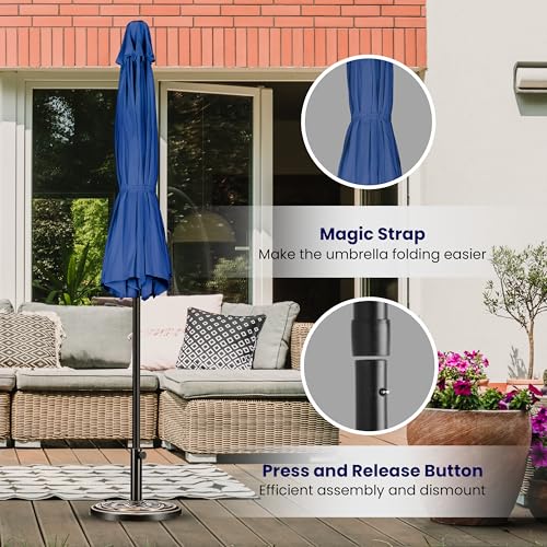 iPower 9ft Patio Umbrella Outdoor Table Umbrellas with 8 Sturdy Ribs, Push Button Tilt and Crank for Yard, Pool and Garden