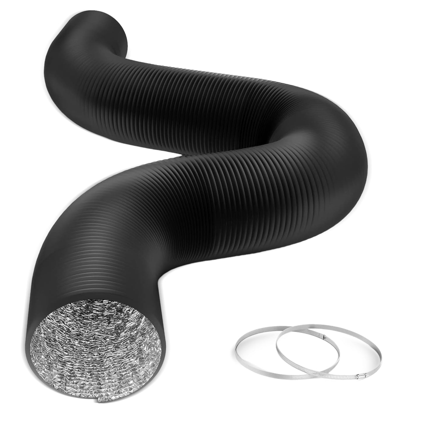 HealSmart Exhaust Inline Duct Fan Vent Booster Blower and Non-Insulated Flex Air Aluminum Foil Ducting for Indoor Grow Tent Hydroponics Ventilation