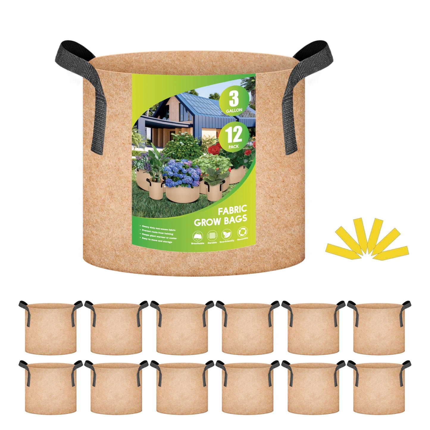 YSSOA Grow Bags Heavy Duty Thickened Nonwoven Aeration Fabric Pots with Handles, Cloth Pots for Plants, Vegetable, Flower, Tomato Potato