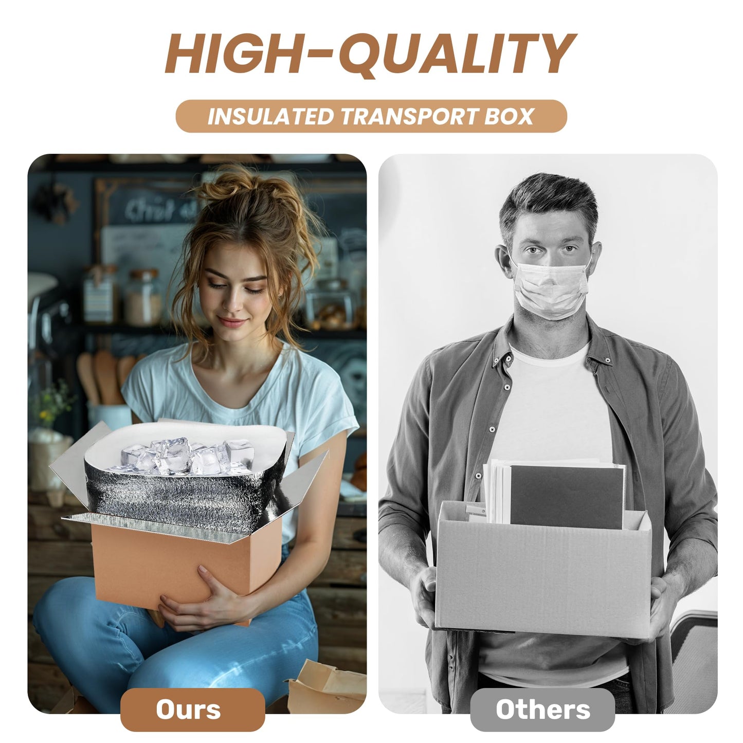 YSSOA Insulated Shipping Boxes with Aluminum Foil Liner,Thermal Insulation Cold Pack Shipping Boxes for Frozen Food, Reusable Styrofoam Cooler Box, Small Mailing Box