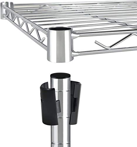 3-Tier Heavy Duty Foldable Metal Rack Storage Shelving Unit with Wheels Moving Easily Organizer Shelves Great for Garage Kitchen Holds up to 750 lbs Capacity, Black