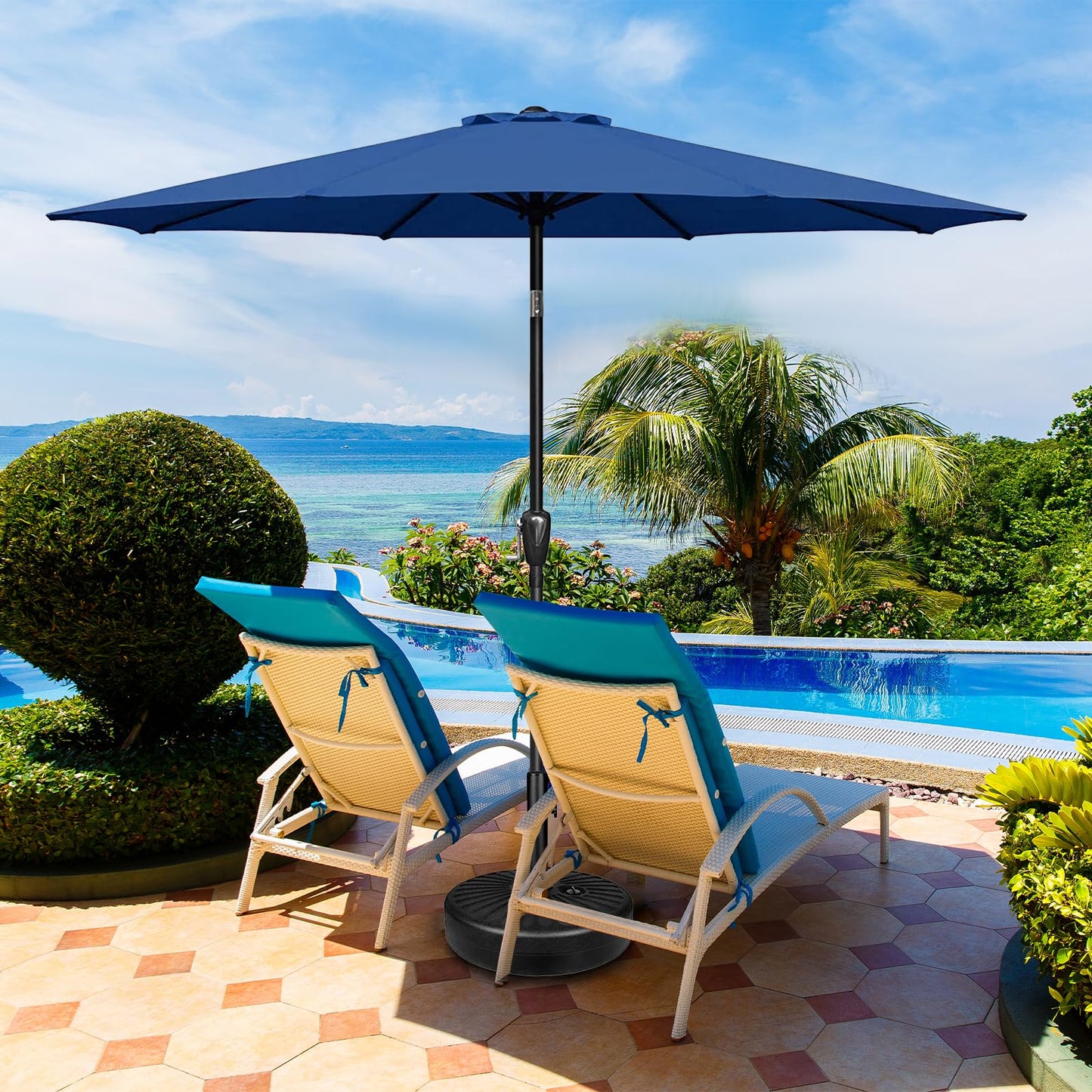 YSSOA Fillable Mobile Offset Patio Base Heavy Duty Market Cantilever Umbrella Stand Square