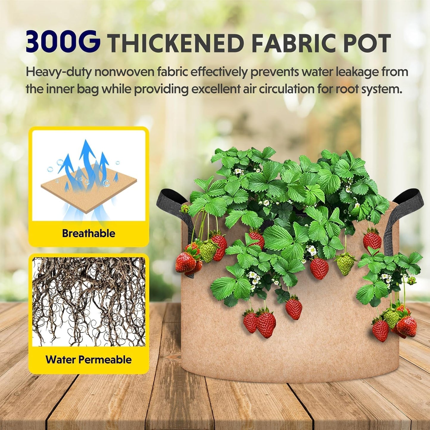 YSSOA Grow Bags Heavy Duty Thickened Nonwoven Aeration Fabric Pots with Handles, Cloth Pots for Plants, Vegetable, Flower, Tomato Potato