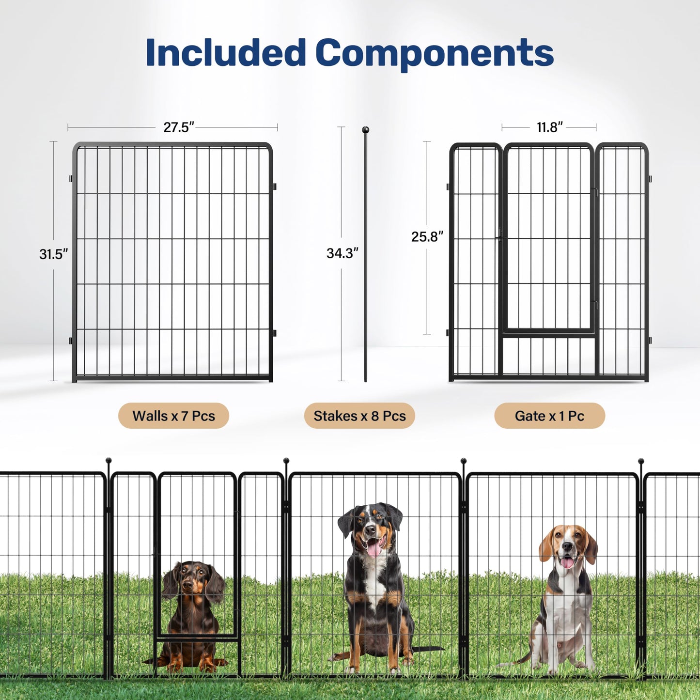 Simple Deluxe Dog Playpen, Heavy Duty Metal Pet Playpen Indoor Outdoor