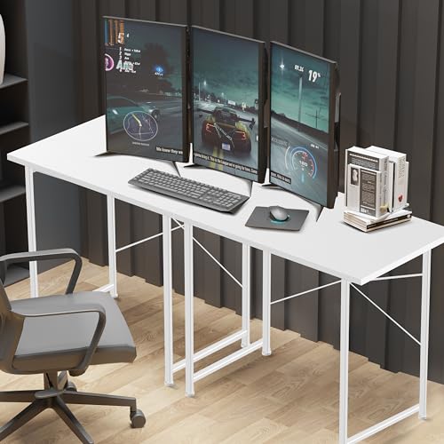 YSSOA Computer Desk Home Office Work Study Writing Modern Simple Table with Headphone Hooks