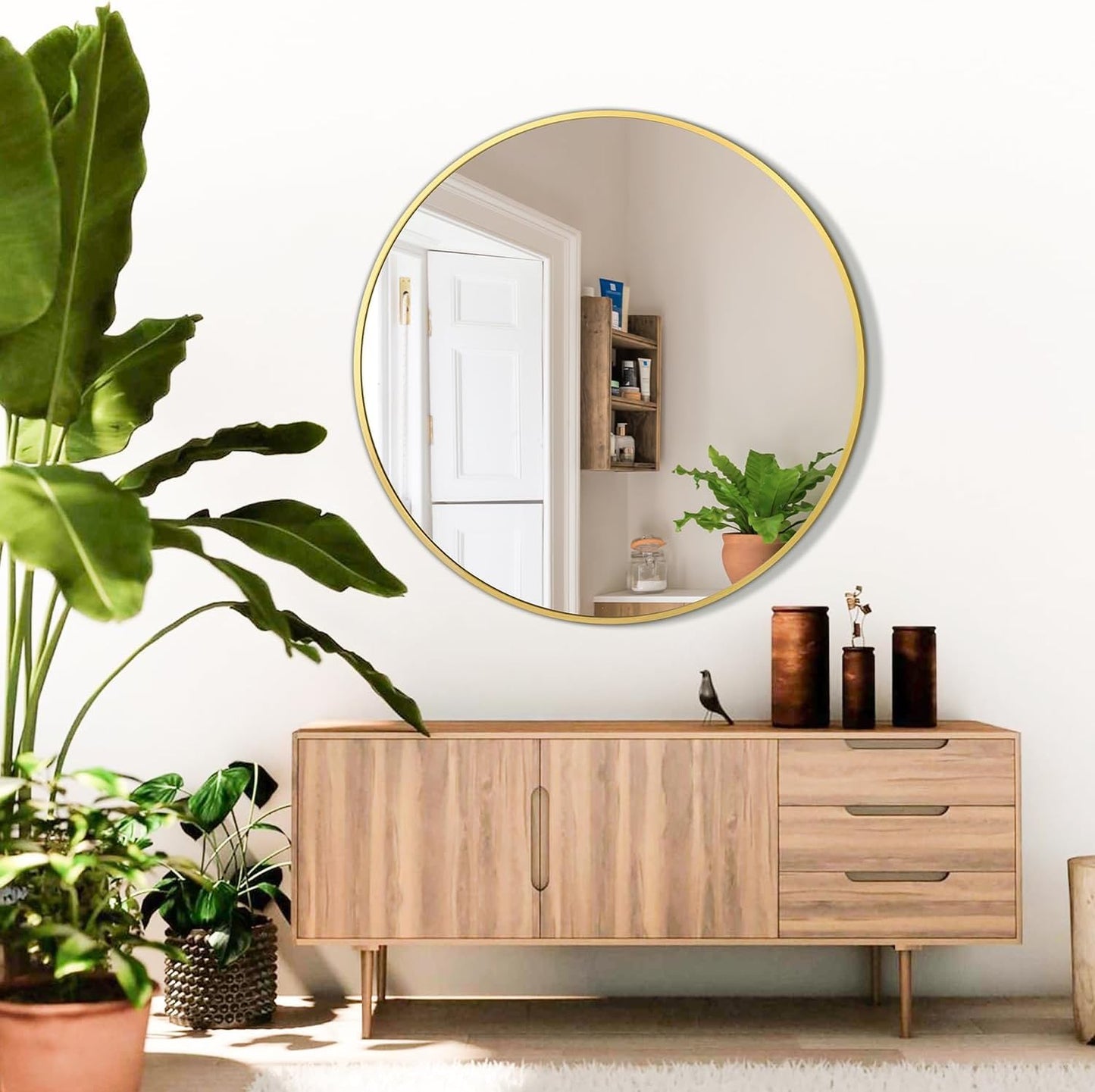 Simple Deluxe Black 20 Inch Circle Mirror