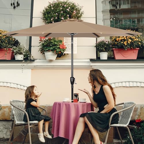 YSSOA 9ft/10ft Outdoor Market Patio Umbrella with 8 Sturdy Ribs, Tilt/Crank Push Button for Garden, Deck, Backyard and Pool