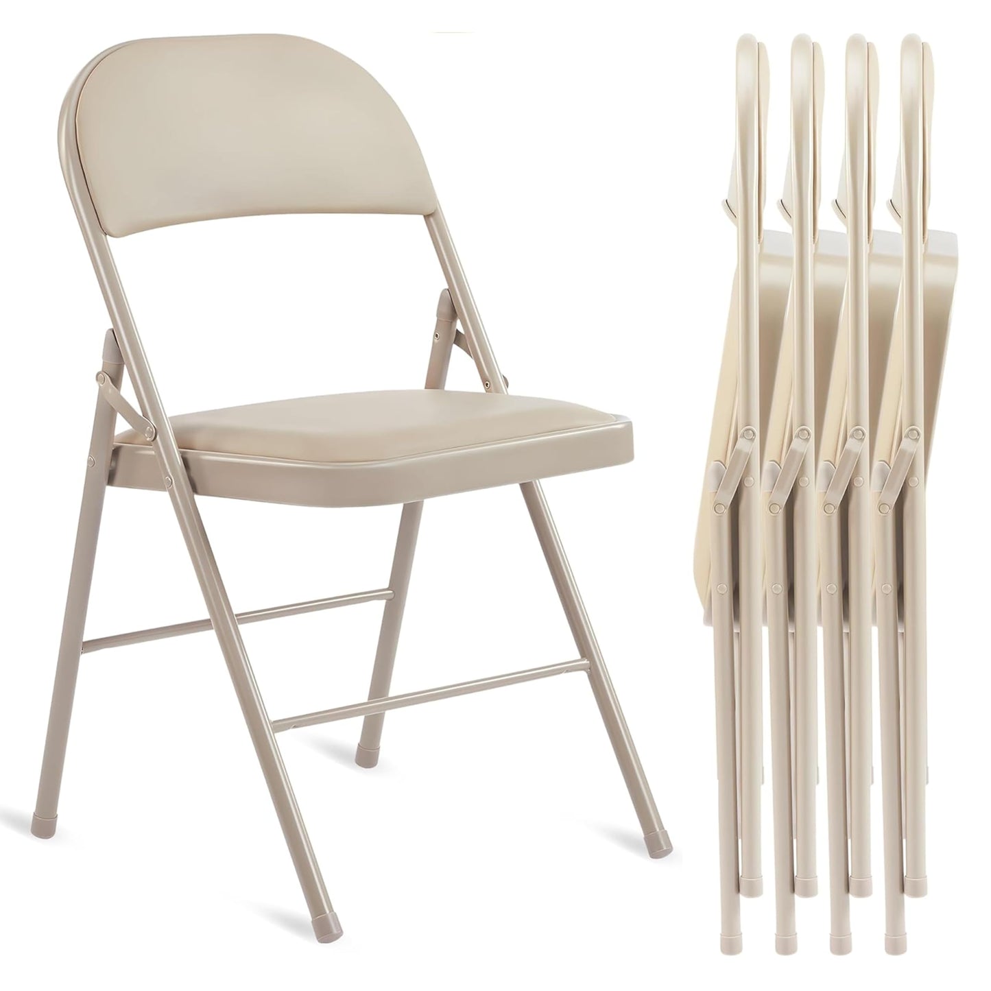 YSSOA 2 Pack Folding Chairs with Padded Vinyl Cushion Seats Commercial Event Seat