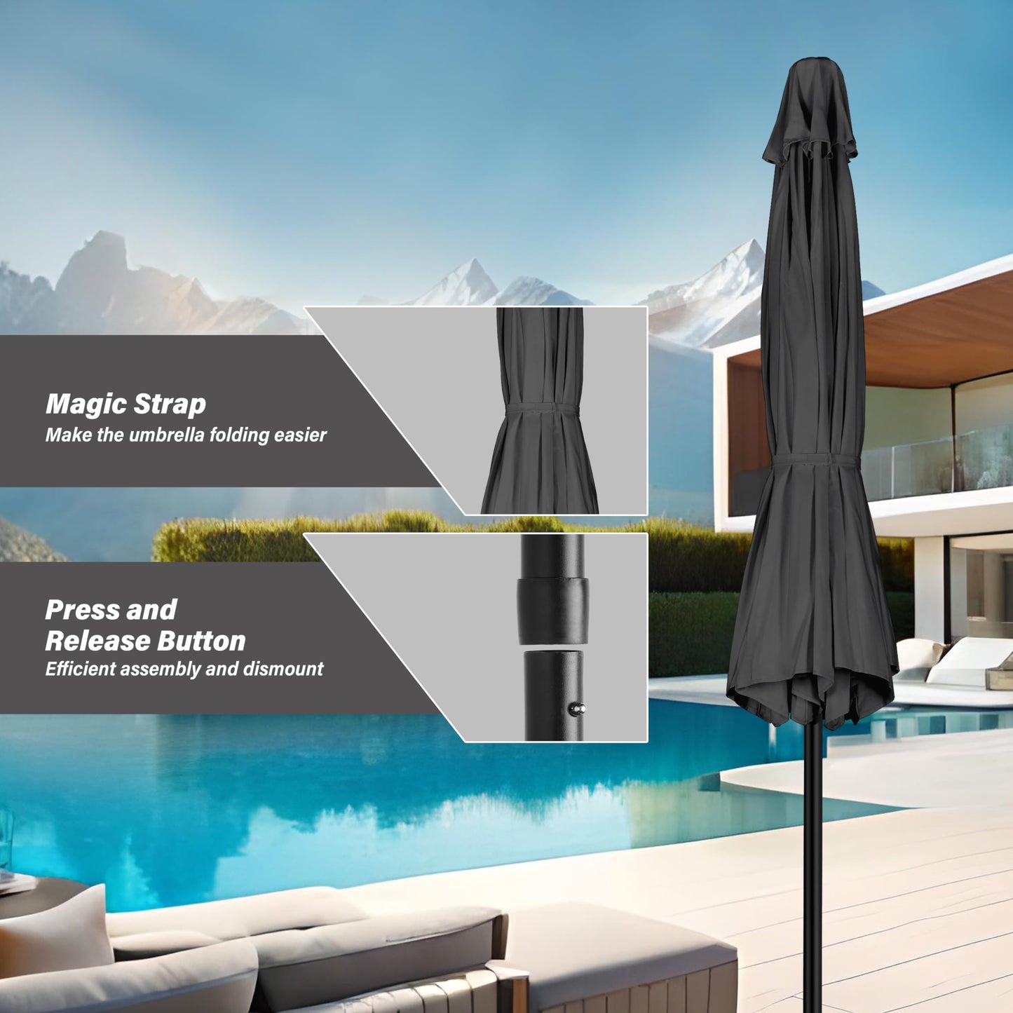 YSSOA Fillable Mobile Offset Patio Base Heavy Duty Market Cantilever Umbrella Stand Square