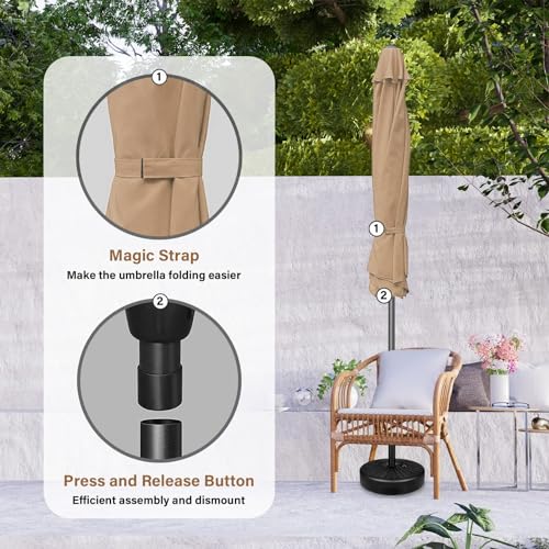 YSSOA Fillable Mobile Offset Patio Base Heavy Duty Market Cantilever Umbrella Stand Square