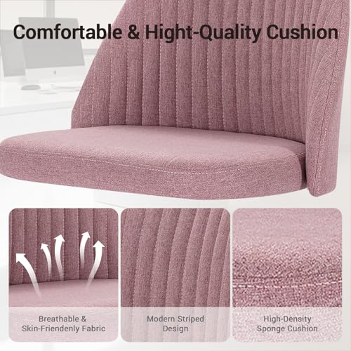 Simple Deluxe Office Desk Chair with Back and Wheels Computer Fabric Chair Armless Adjustable Height Comfy Vanity Chair with Swivel Rolling Home Chairs for Bedroom Adult
