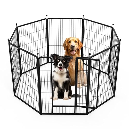 YSSOA Dog Playpen Indoor, Puppy Playpen Indoor Outdoor for Yard, Camping, RV, Heavy Duty Dog Pen for Puppies/Small/Medium Dogs, Black