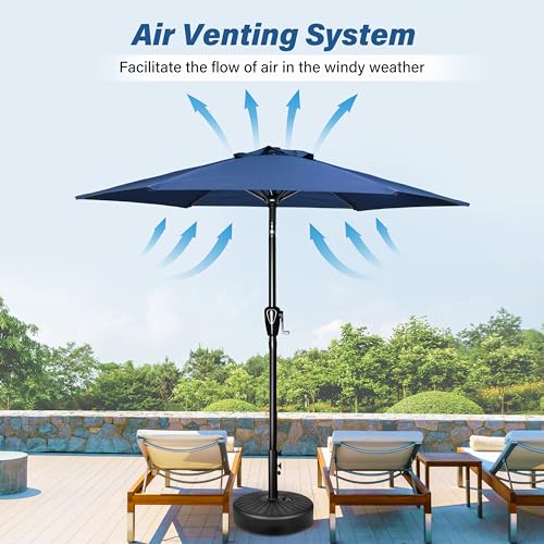 HealSmart 7.5ft Patio Umbrella with Push Button Tilt/Crank, Outdoor Table Market Yard Umbrella, 6 Sturdy Ribs for Garden, Deck, Backyard, Pool