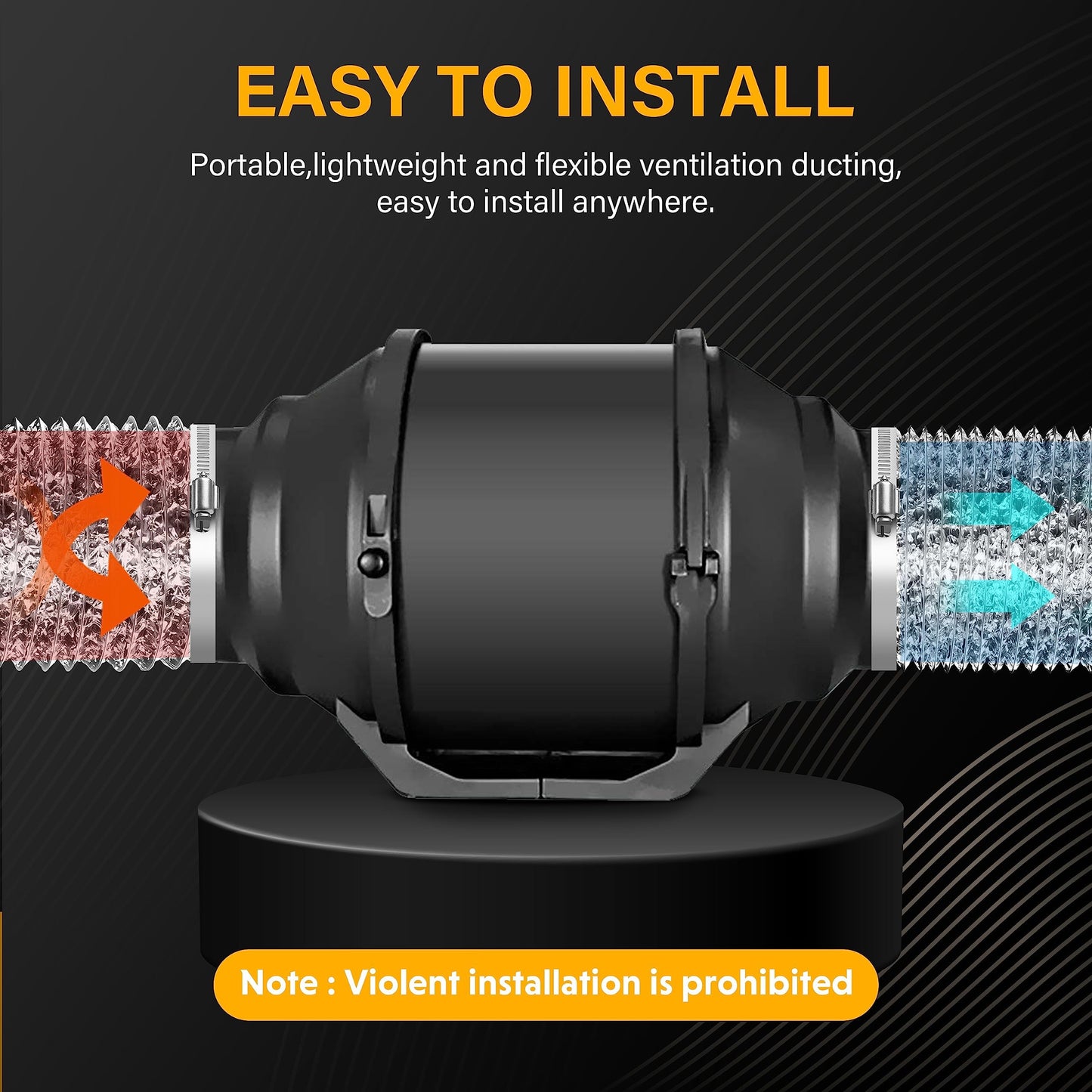 YSSOA 4 Inch Inline Ventilation Fan and Flexible Ducting Dryer Vent Hose for Heating, Cooling, Hydroponics, Grow Tent