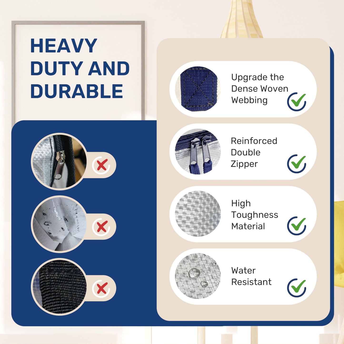 YSSOA Extra Large Moving Bags with Carrying Handles & Zippers, Moving Supplies with lids, Fold Flat, Moving and Storing