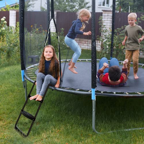 Simple Deluxe Trampoline Ladder with Wide Steps Skid-Proof 2-Steps Simple Deluxe 12FT 14FT Trampoline Stairs for Kids Universal Hook UV Treated Steel 220 lbs Capacity Trampoline Parts, Black