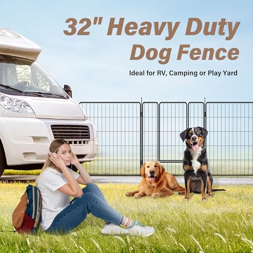 YSSOA Dog Playpen Indoor, Puppy Playpen Indoor Outdoor for Yard, Camping, RV, Heavy Duty Dog Pen for Puppies/Small/Medium Dogs, Black