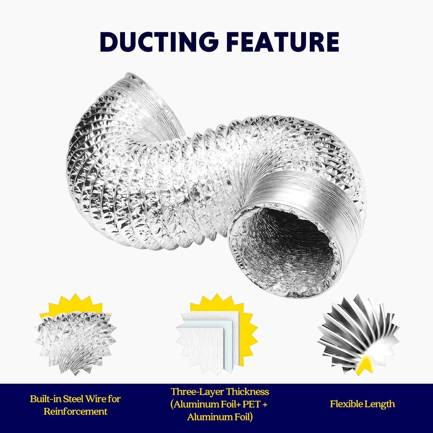 iPower Non-Insulated Flex Air Aluminum Ducting Dryer Vent Hose