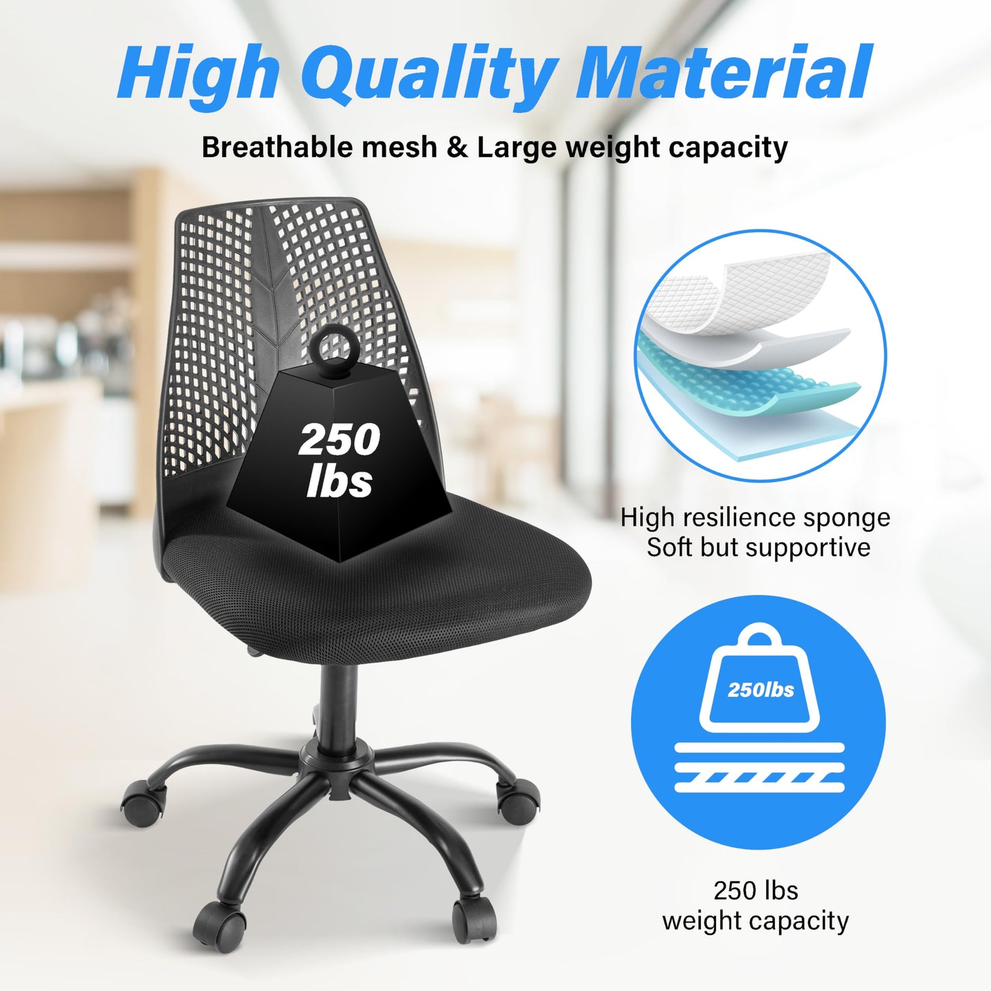 YSSOA Ergonomic Office Computer Gaming Chair with Supportive Cushioning, 360° Swivel and Sturdy Metal Legs