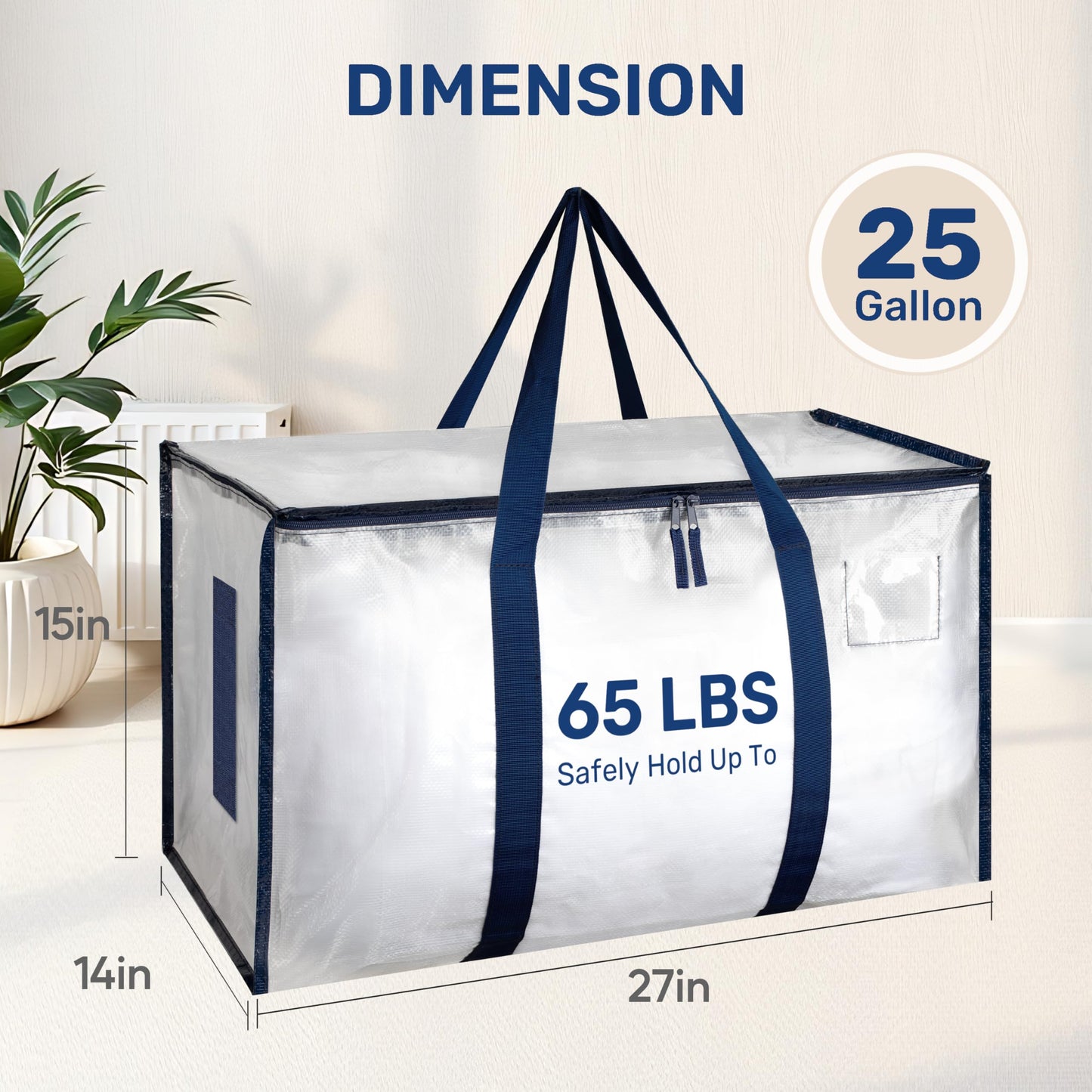 YSSOA Extra Large Moving Bags with Carrying Handles & Zippers, Moving Supplies with lids, Fold Flat, Moving and Storing