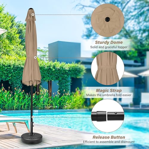 HealSmart 7.5ft Patio Umbrella with Push Button Tilt/Crank, Outdoor Table Market Yard Umbrella, 6 Sturdy Ribs for Garden, Deck, Backyard, Pool