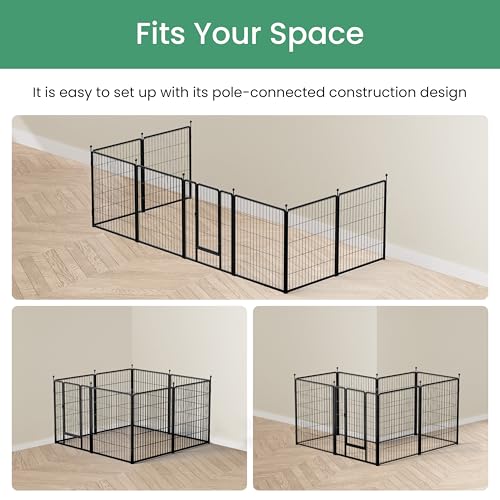 Dog Playpen, Heavy Duty Metal Pet Playpen Indoor Outdoor for Camping, Yard, RV, Garden Fence, Privacy Patio, Black
