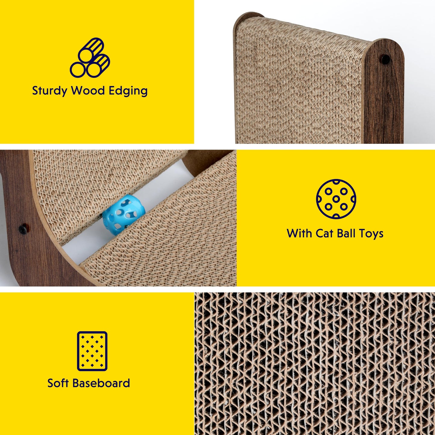 2 in 1 Cat Scratcher Cardboard Lounge Bed, Cat Scratching Pad, Durable Board Pads Prevents Furniture Damage,Large