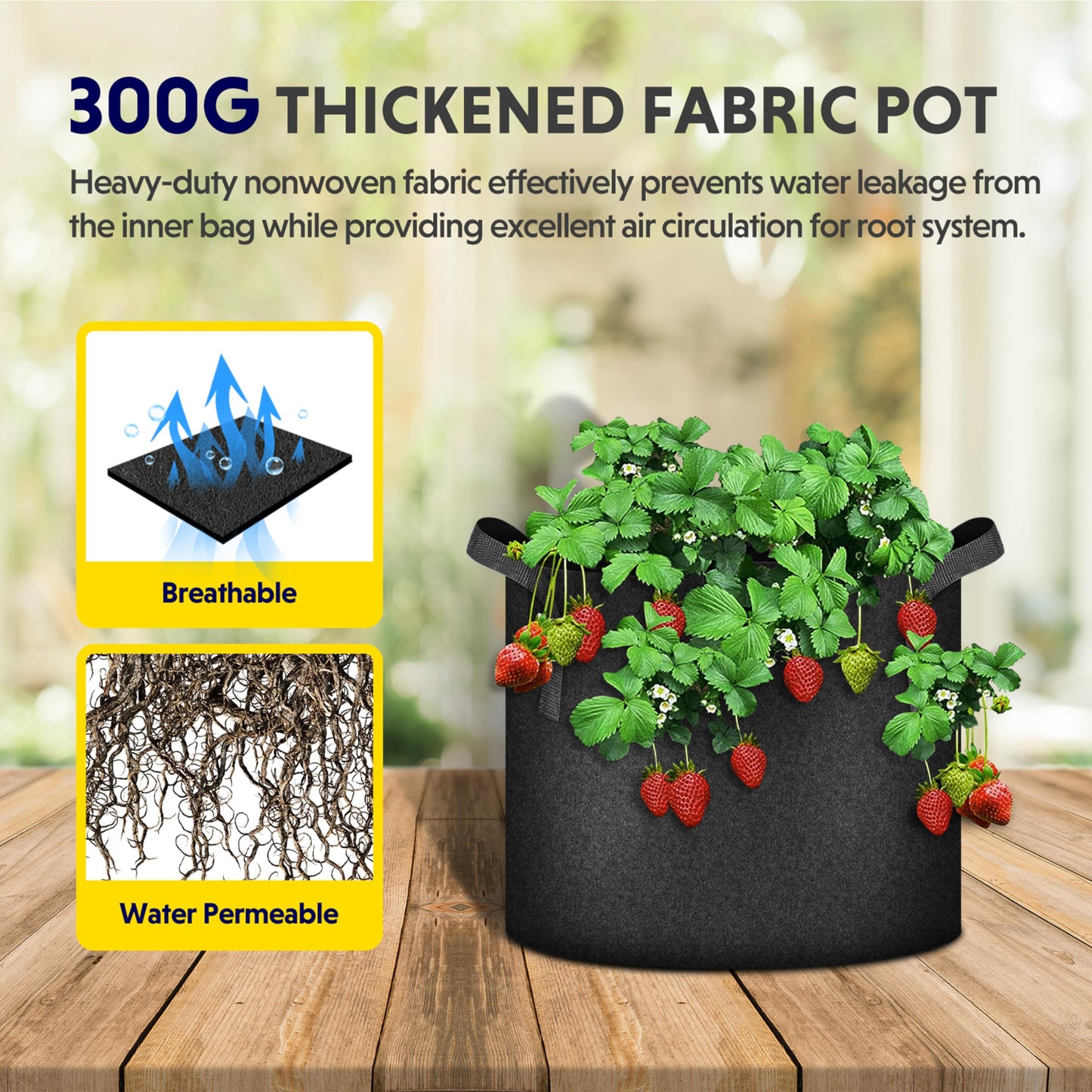 YSSOA Grow Bags Heavy Duty Thickened Nonwoven Aeration Fabric Pots with Handles, Cloth Pots for Plants, Vegetable, Flower, Tomato Potato