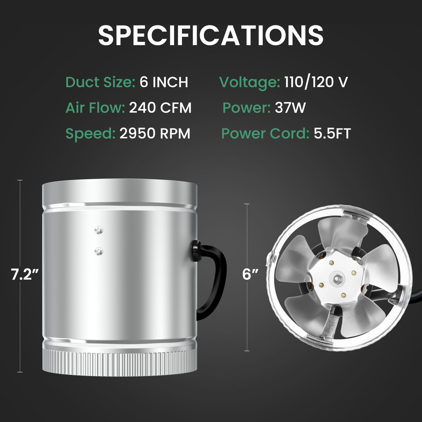 iPower Inline Booster Duct Fan