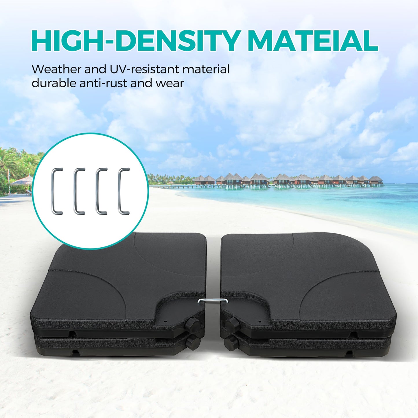 InfiniPower 4pcs 176lb Capacity Cantilever Offset Patio Umbrella Base Water Sand/Filled Outdoor Heavy-Duty Square Stand, Black