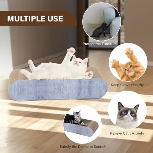 2 in 1 Cat Scratcher Cardboard Lounge Bed, Cat Scratching Pad, Durable Board Pads Prevents Furniture Damage,Large