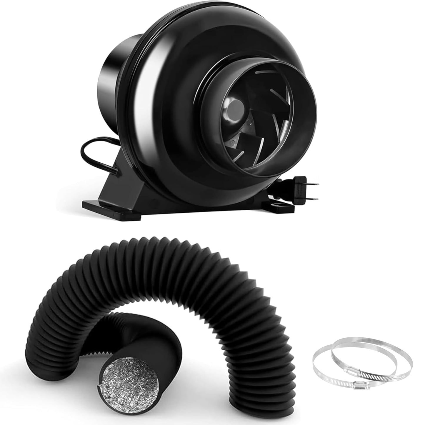 iPower Ventilation Inline Fan, 8 Feet Ducting, Variable Speed Controller, Temperature Humidity App Control via WiFi, Carbon Filter, HVAC for Grow Tent Ventilation