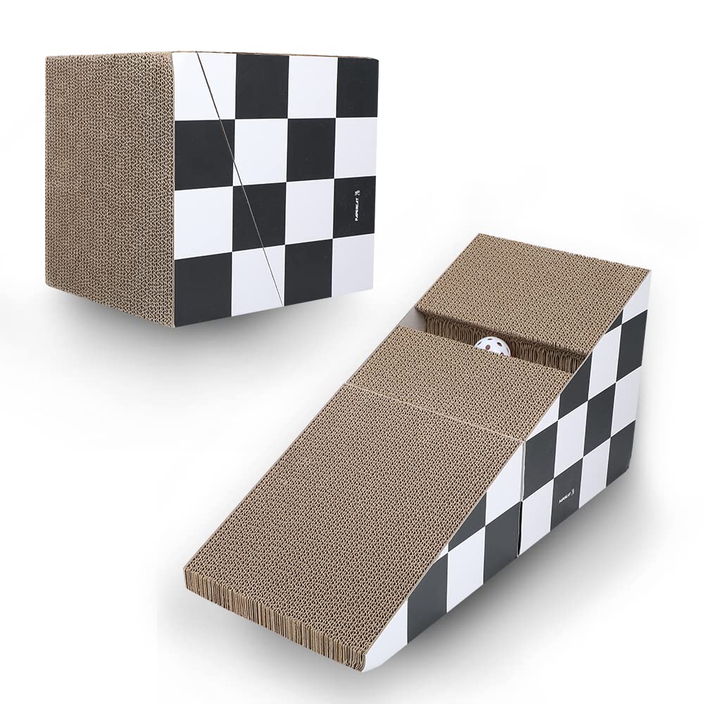 2 in 1 Cat Scratcher Cardboard Lounge Bed, Cat Scratching Pad, Durable Board Pads Prevents Furniture Damage,Large