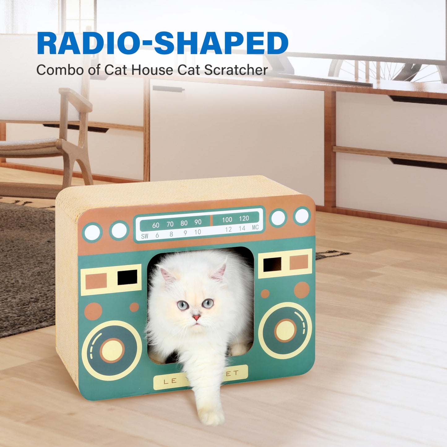 2 in 1 Cat Scratcher Cardboard Lounge Bed, Cat Scratching Pad, Durable Board Pads Prevents Furniture Damage,Large