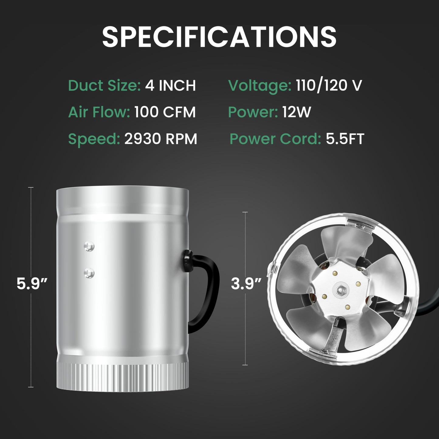 iPower Inline Booster Duct Fan